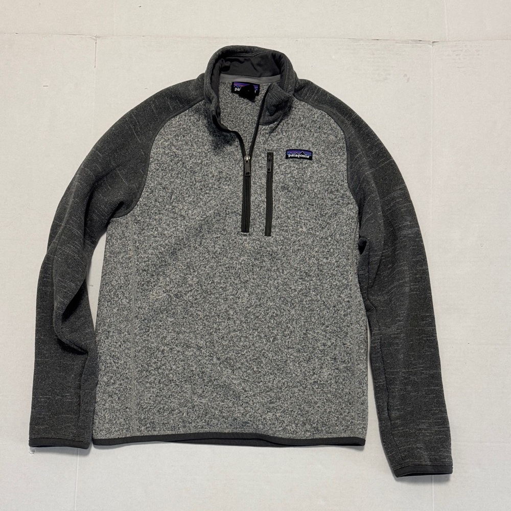 Patagonia Men's Better Sweater 1/4 Zip Fleece Nickel w/Forge Grey Jacket Small